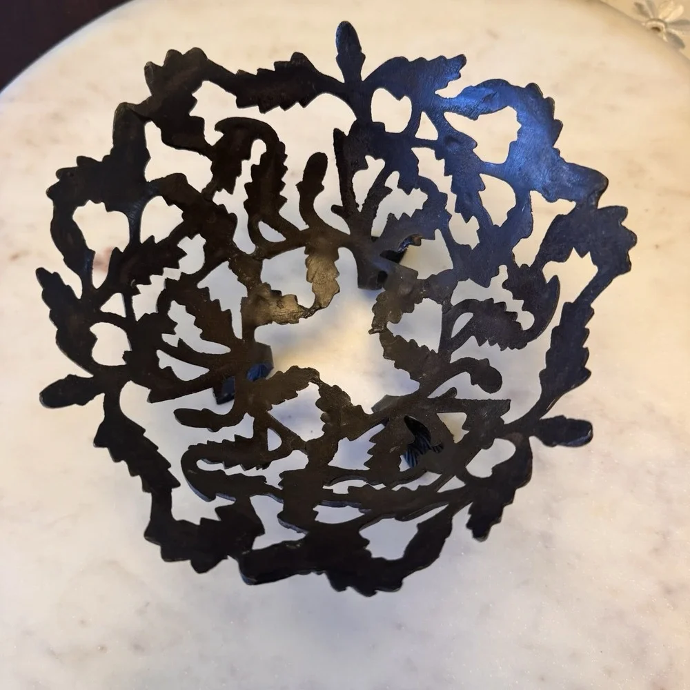 Antique Cast Iron Scroll Pedestal Bowl 6